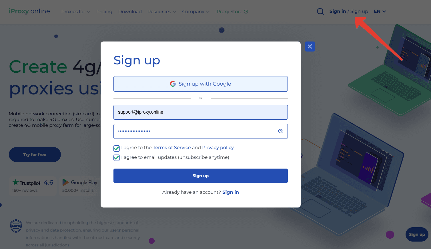 How to setup step image