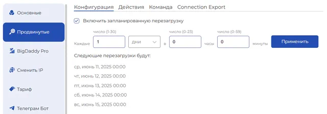 Phone reboot schedule settings